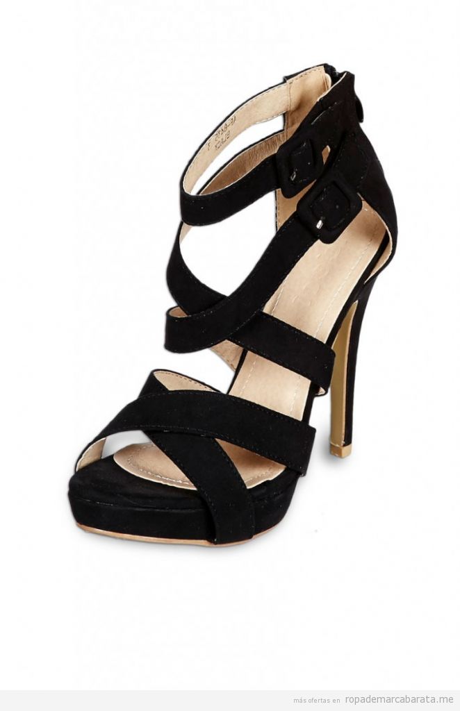 Sandalias tacón negra, marca Ideal, baratass, comprar outlet online
