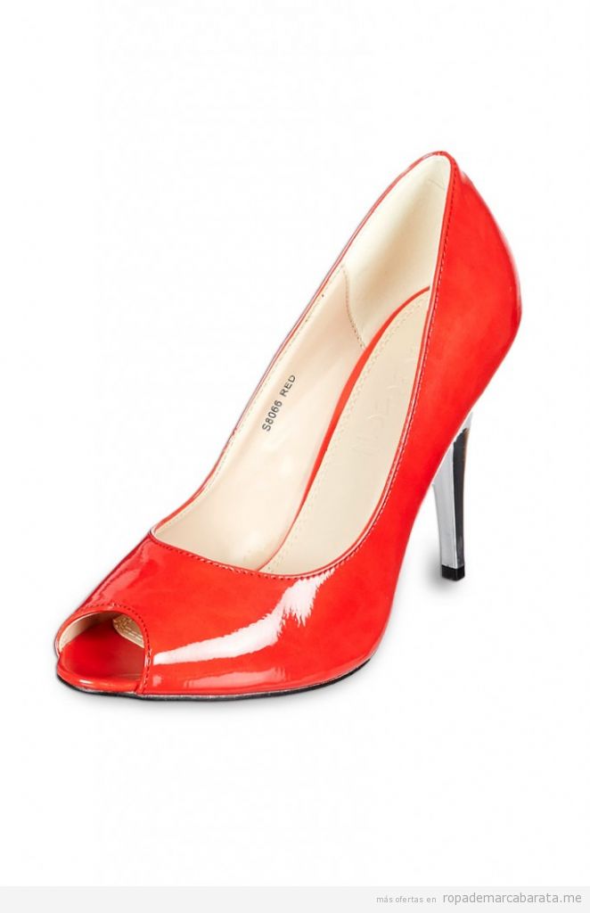 Zapatos tacón charol rojo, primavera verano, marca Ideal, baratas, comprar outlet online