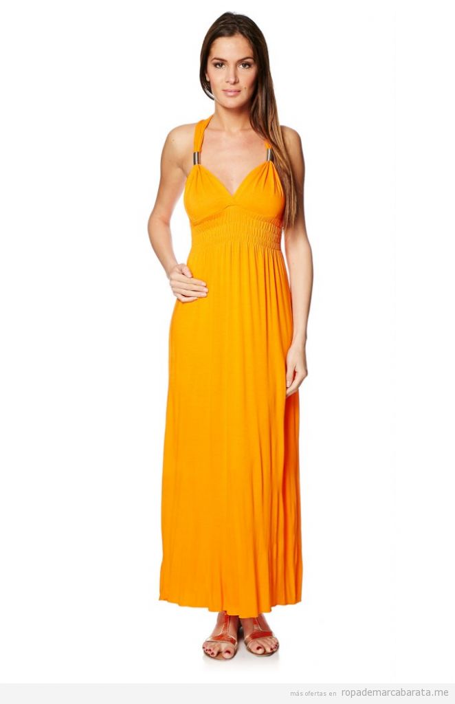Vestidos de marca largos de verano baratos, comprar outlet online 3, color naranja