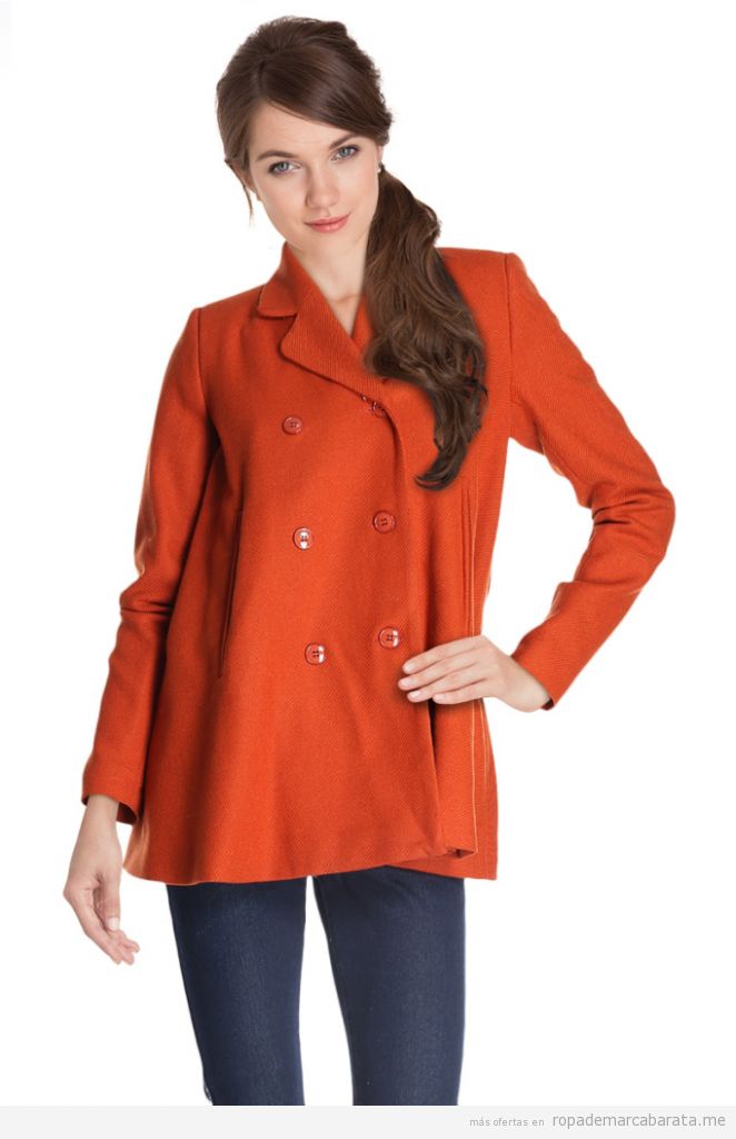 Abrigo color naranja lana marca Camaïeu barato, outlet online