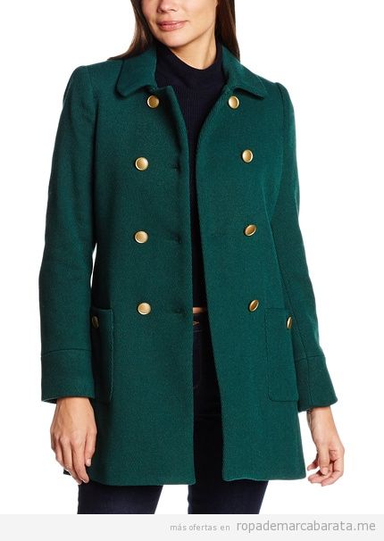 Abrigo verde oscuro mujer marca Cortefiel barato, outlet