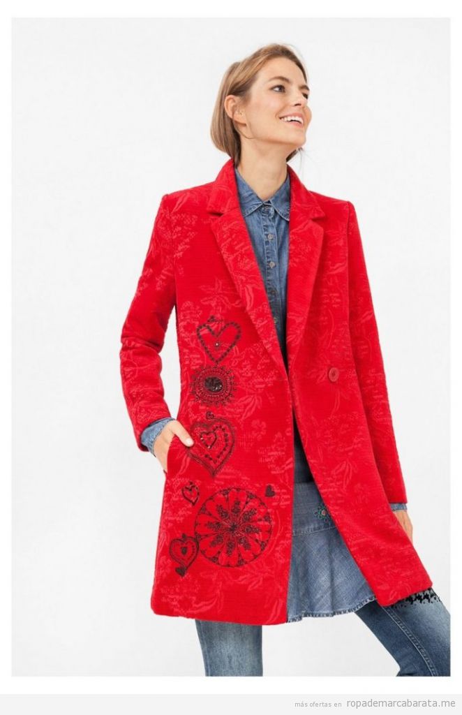 Abrigo mujer color rojo marca Desigual rebajas