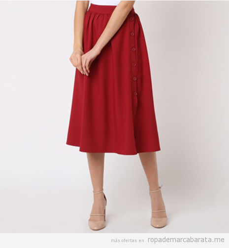 Falda roja evasé manga larga marca Pepa Loves barata, outlet