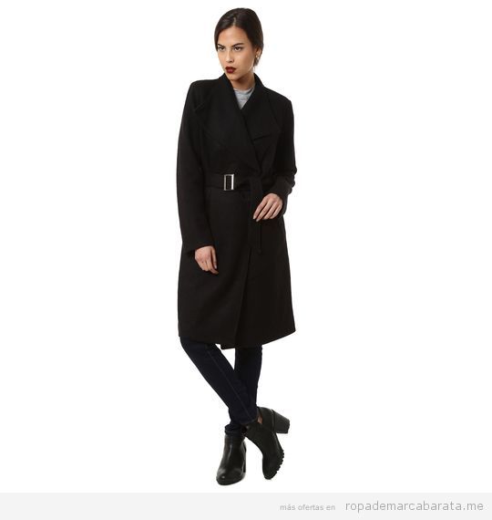 Abrigo negro de mujer marca Oeuvre Madrid barato, outlet