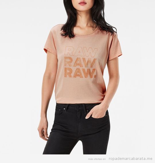 Camiseta rosa marca G Star Raw barata, outlet