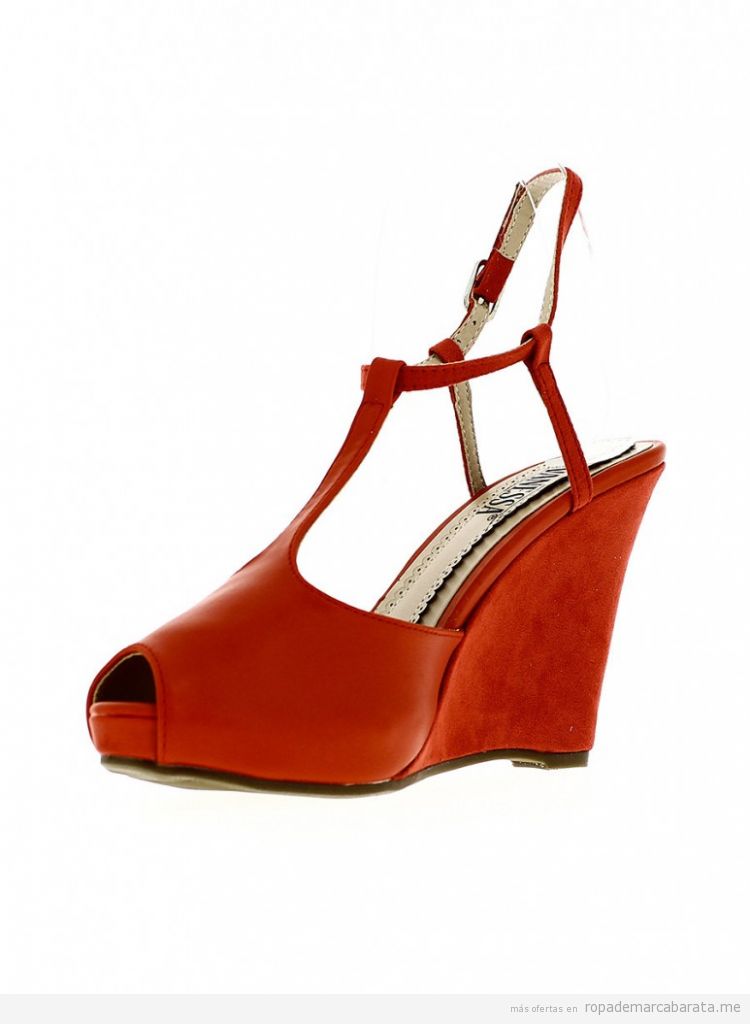 Sandalias cuña marca Shoes and the city color rojo,  baratas, outlet online